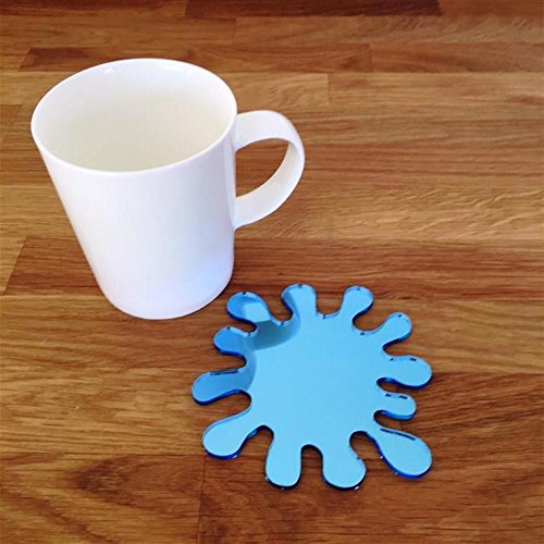 Super Cool Creations Coasters - Splash Shaped - Blue Mirror - 8 Set