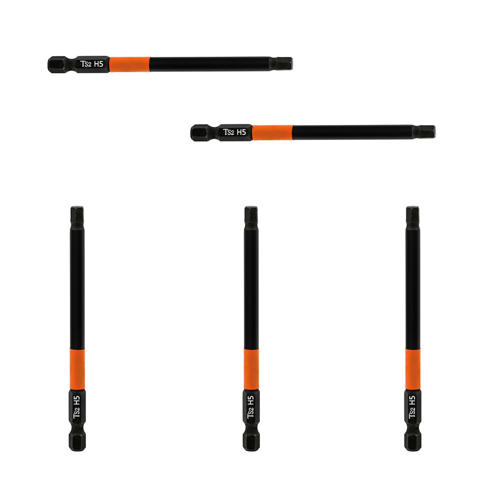 Leliafleury 5Pcs Magnetic Allen Key Drill Bit H5 Impact Hex Head Screwdriver Bit 1/4 Inch Hex Shank, 100mm Length