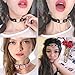 Tpocean 12PCS Women Leather Printed Flower Embroidery Choker Necklace Jewelry Collar Choker Set
