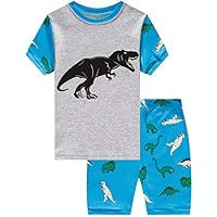 Dolphin&Fish Boys Short Pajamas 100% Cotton Dinosaur Pjs Summer Toddler Clothes Kids Sleepwear Size 8