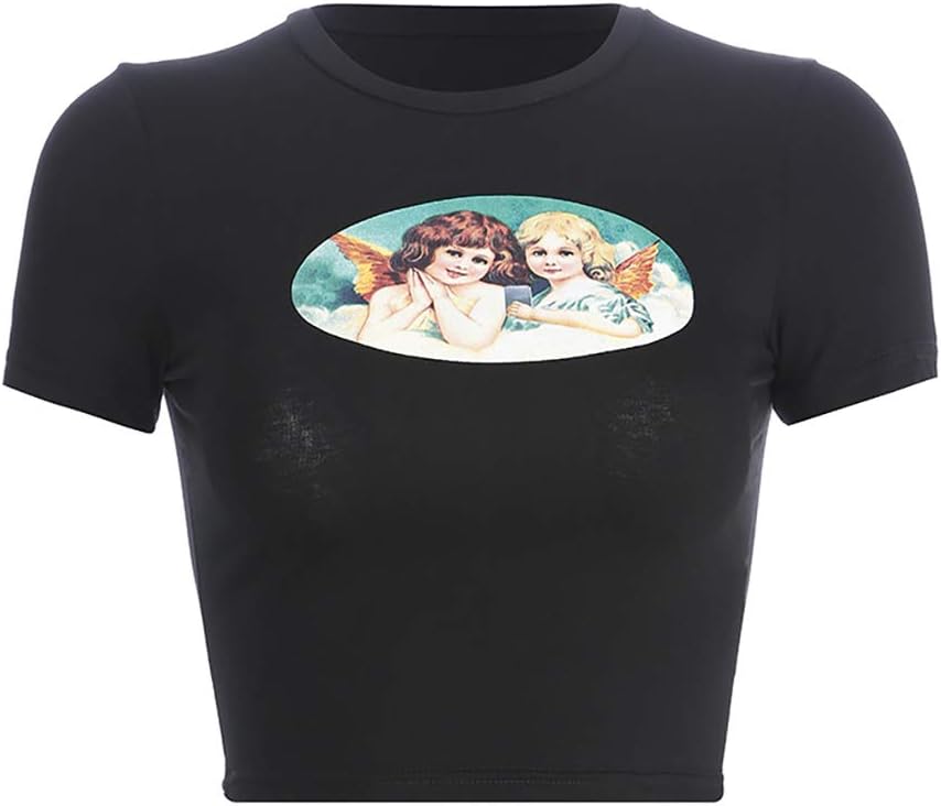Women Cute Printed T-Shirts Harajuku Kawaii Short Sleeve Crop Tees