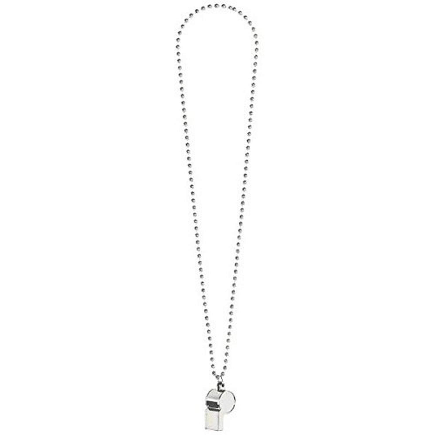 Silver Whistle On Chain Necklace, Party Accessory