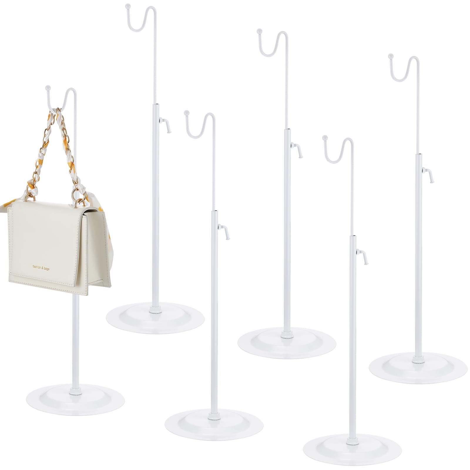 Photo 1 of Therwen 6 Pcs Bag Display Stands Purse Display Stand Adjustable Height Handbag Holder for Home Boutique Store Counter Retail(White)