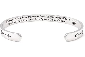 Dczosily Inspirational Bracelets for Women Stainless Steel Cuff Bracelet Engraved Jewelry Motivational Bangles Personalized Gifts for Best Friend/Mom