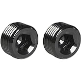 Podavelle 3/8 NPT Male Thread Allen Head Socket Pipe Plug Fitting Aluminum Black, Pack of 2