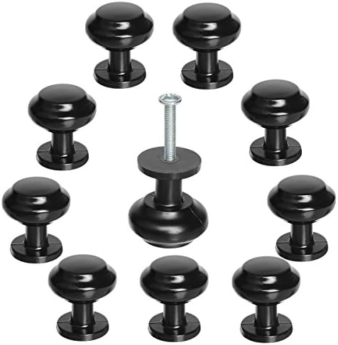 Round Knobs, Traditional Cabinet Hardware Kitchen Furniture Drawer Door Pulls Flat Black-10pack (Round Knob3)