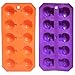 Skeleton Skull & Pumpkin Halloween Plastic Ice Cube Trays Jello Mold - Set of 2