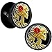 Body Candy Black Acrylic Red Rose Skeleton Saddle Plug Pair 1/2"