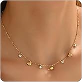 Dabovos Gold Necklaces for Women 18K Gold Plated Diamond Choker Necklace Dainty Star Flower Shell Dragonfly Dolphin Cute CZ Charm Everyday Summer Beach Jewelry