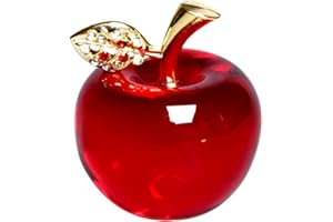 Hoobar Crystal Apple Figurine Paperweight Ideal Gifts for Wedding Birthday Christmas and Home Decoration 2.1 Inch (B-red)