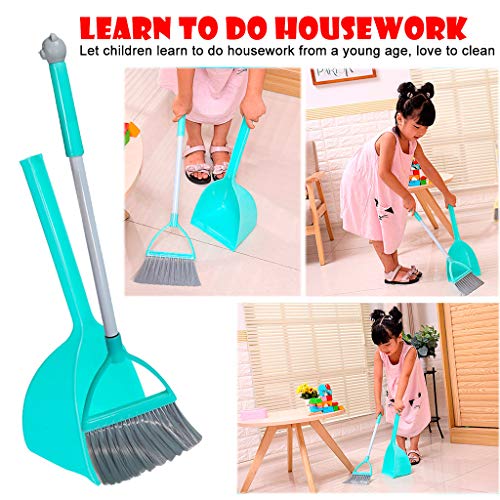 Miklan Kid's Mini Housekeeping Cleaning Tools, 3pcs Small Mop Small Broom Small Dustpan, Little Housekeeping Helper Set, Pretend To Play Toys Sets Mommy's Little Helper Broom Set (Ship From US) - Thumbnail 5