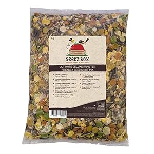 Seedzbox-Ultimate-Deluxe-Hamster-Food-Seed-and-Nut-Mix--Natural-Healthy-Treats-and-Feed-for-Pet-Hamsters-Gerbils-and-Mice--Sunflower-Seeds-Peanuts-Maize-Barley-Vitamin-C-and-Peas--1kg-Bag Hamster Food Seed and Nut Feed Mix 1kg - SeedzBox Deluxe Hamster Forage Food - Natural Healthy Food For Pet Hamsters…