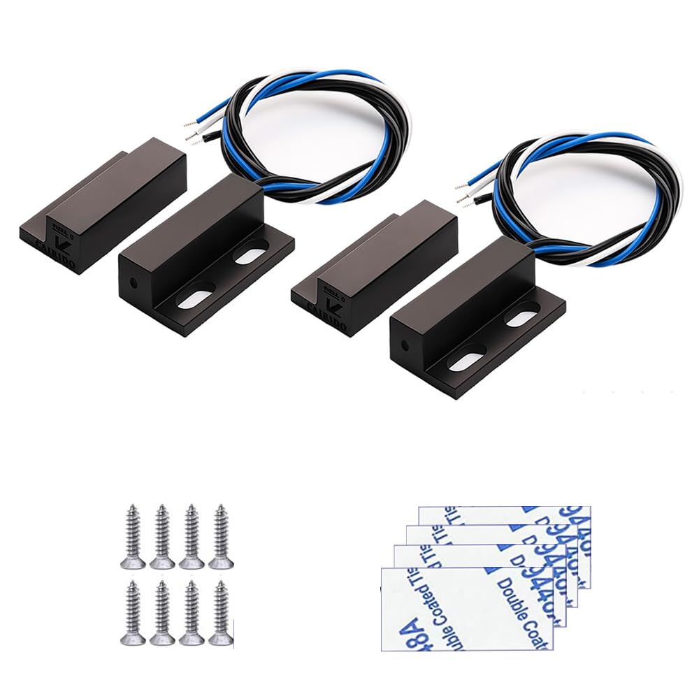 Gebildet 2sets Black Magnetic Switch Wiring NO/NC Recessed Door Sensor Hidden Window Contact Reed Switch for Access Control Replace Alarm System — image 1