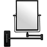 QiMH 3X Magnified Wall Mounted Mirror, Rectangular 8x6 Inch with Extendable Arm | Double-Sided Swivel Bathroom Shaving Vanity Mirror