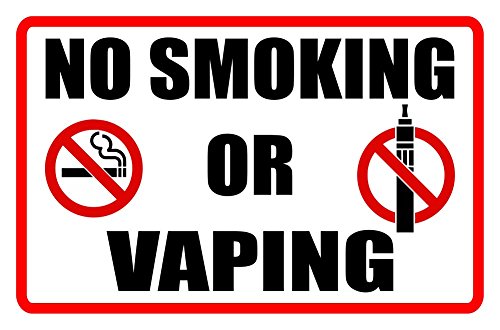 NO SMOKING OR VAPING Business Sign drugs cigarettes vapor smoke rules signage