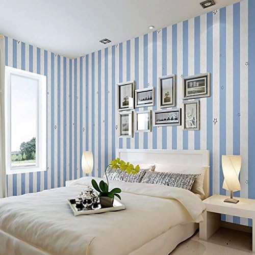 YUELA Paste Your Own College Dormitory Dormitory Brick Texture Waterproof Wallpaper 10M Bedroom Barber Beauty Salon Wall Paper, Purple 10 M Blue Star Stripes Of The Wallpaper