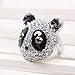 Fashion Hot Sale Lovely Cute Crystal Rhinestone Mounted White Black Panda Ring