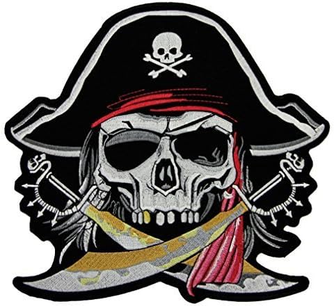 Backpatch Pirate Skull Large XXL Jacket Biker Back Patch Sew-on Iron-on Patches Embroidered Applique