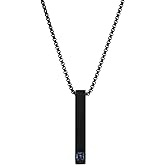KOFISNI Stainless Steel Stick Bar Necklace for Men Women Silver Plated/Black Mens Zircon Penddant Necklaces for Mens Women Jewelry Gift