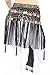 ZLTdream Women's Belly Dance Tribal Hip Scarf with Fringe Coins Flannel Black, One Size