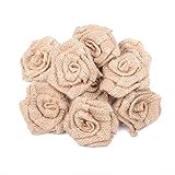 Tinksky Burlap Flowers Burlap Roses Hessian Jute Flower Rustic Vintage Rose for Christmas Wedding Embellishments DIY Bouquets Mother's Day Decoration Valentine's Day gift , Pack of 6 (Jute Color)