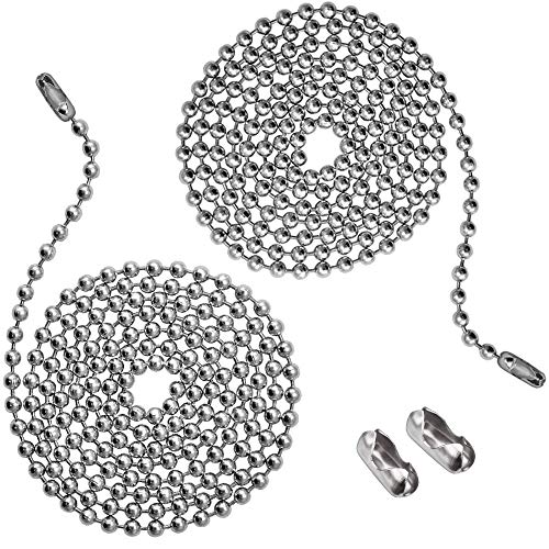 Pull Chain, 2 Pieces 36" Stainless Steel Bead Chain, Great Pulling Force & Rustproof, 6 Size, 3
