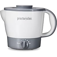 Proctor Silex 32oz Adjustable Temperature Hot Pot Electric Kettle for Tea, Boiling Water, Cooking Noodles and Soup, White