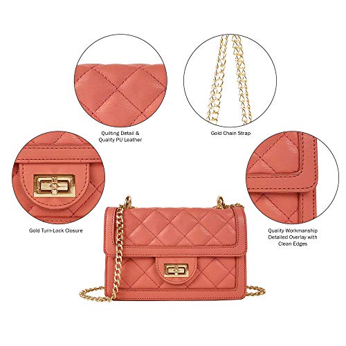 SG SUGU Small Quilted Crossbody Bag, Trendy Designer Shoulder Bag, Phone Wallet Purse for Women