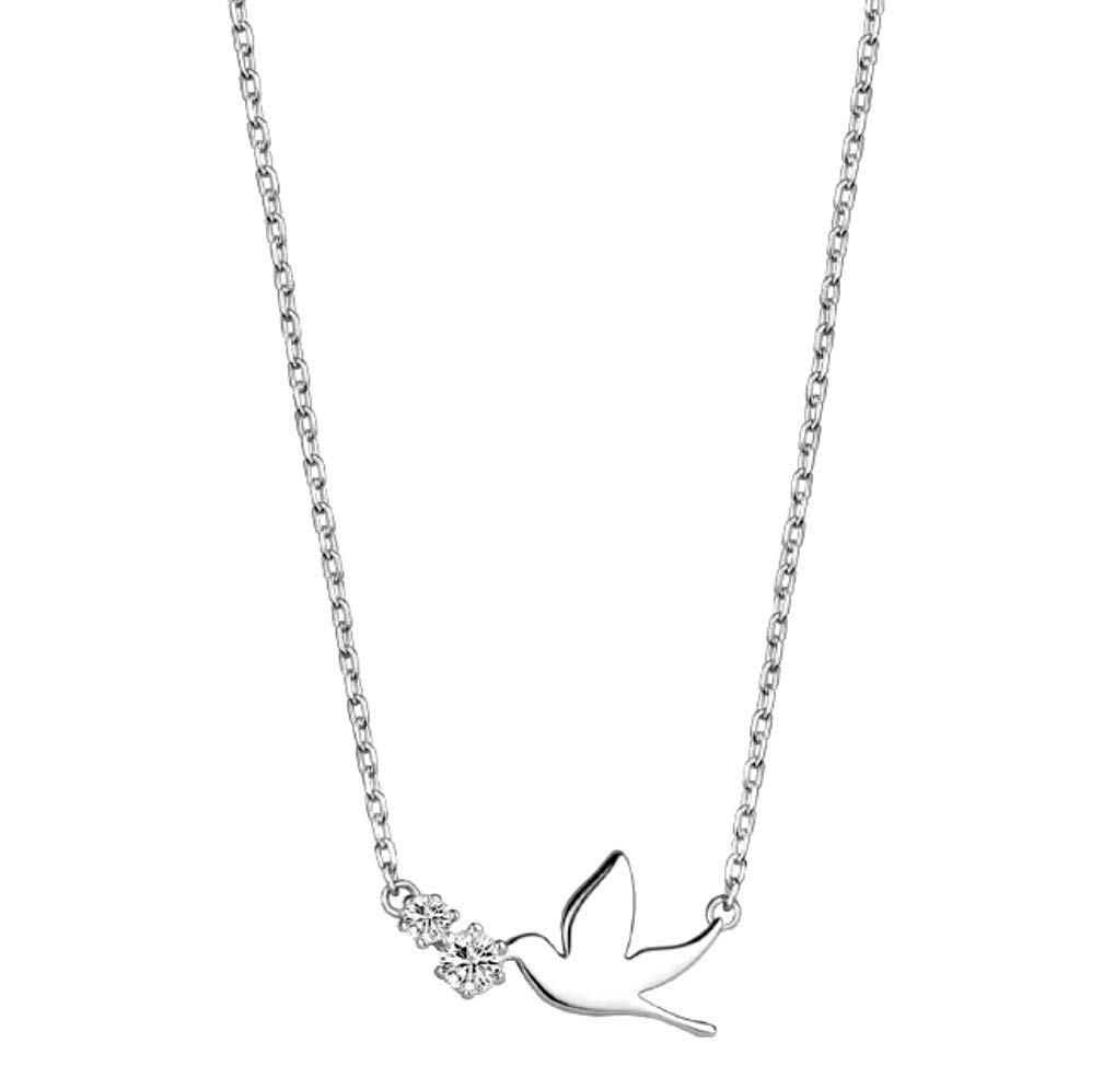 Iszie 925 Sterling Silver Cubic Zirconia Peace Dove Birds Pendant Girls Women's Necklace