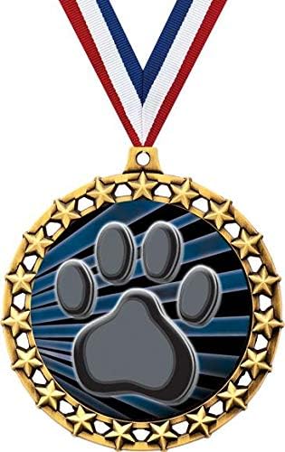 Amazon.com : Paw Print Medal, 2 1/2" Galaxy Star Mascot Paw Print