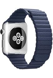 Apple Watch Band 42mm, OULUOQI iwatch Leather Band with Adjustable Magnetic Closure Apple Watch Bracelet Strap for Apple Watch Series 2 Series 1 Sport and Edition, 42mm Model - Blue (Medium Size)