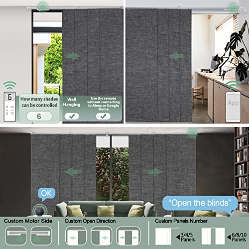 Yoolax Costom smart panel track blinds,motorized sliding panel blinds works with Alexa,fabric