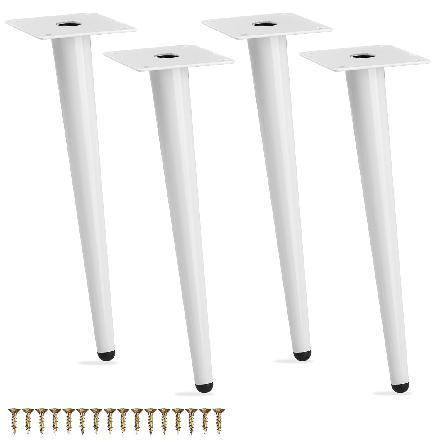 Btowin 8 Inch / 20cm Metal Furniture Legs, 4Pcs Modern Oblique Tapered Furniture Feet, White Heavy Duty Sofa Legs Cabinet Legs Brushed Nickel Finish for TV Stand Cabinet Couch Dresser Table Bed