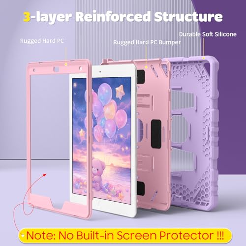 FINTIE Kids Case for iPad 9th / 8th / 7th Generation (2021/2020/2019) 10.2 inch, Fully-Body Rugged Heavy Duty Shockproof Protective Case w/Built-in Kickstand for Boys & Girls, Purple