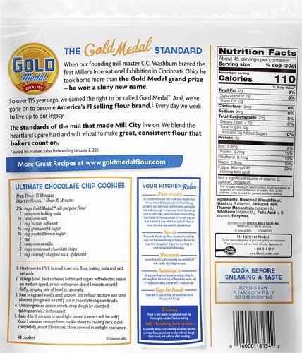GOLD MEDAL ALL PURPOSE FLOUR, BAKING FLOUR, 3 LB RESEALABLE BAG