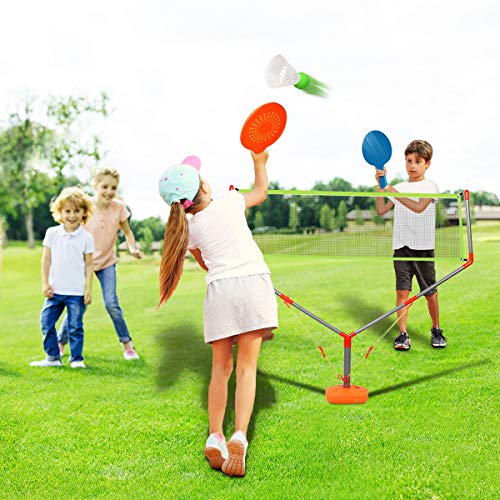 Duckura 2 in 1 Racket Game Set, Family Kids Badminton Tennis Net Outdoor Play, Christmas Toys Gifts for Boys Girls Adults