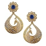 Blue peacock motif Faux India Artisan earrings set PCEAZ003BL