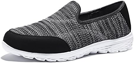 HQUEC Womens Lightweight Walking Shoes Fashion Sneakers Memory Foam Slip On Casual Loafers Grey 8.5US/39EU