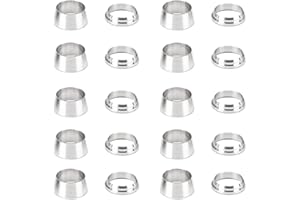 Pysrych Stainless Steel 304 Compression Tube Fitting, Sleeve 1/4" Tube OD Double Ferrule Ring（Pack of 10 Pairs)