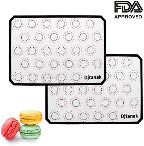 Silicone Pasta Baking Mat, Djtanak Half Sheet Dough Mat for Bakeware and Pasta / Pastries / Pastry / Pastry / Rolls / Breadmaking Non-stick Silicone Liner (2 Pieces)