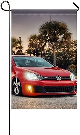 Fenda Garden Flag volkswagen bagged mk6 gti red side view 12x18 inches(Without Flagpole)