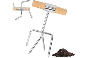 Berry&Bird Twist Tiller - 4 Stainless Steel Tines Hand Tiller for Aerating, Loosening Soil and Removing Weed, Garden Cultivat