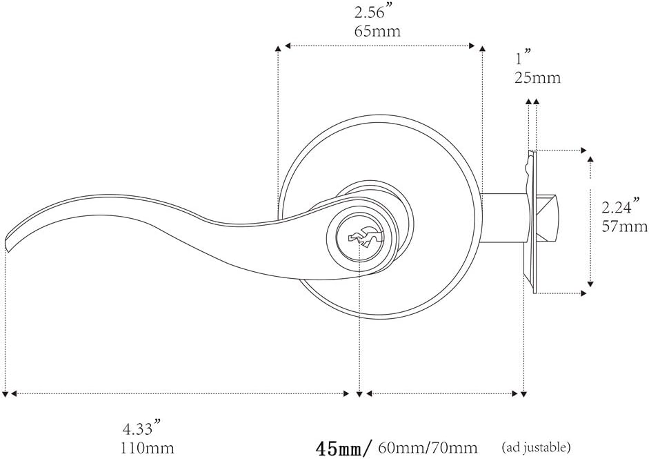 HAIFUAN Wave Style Lever Handle Entry Front Door Knob Leverset Lockset, Satin Nickel Finish(805-K-L), Satin Nickel,rose - Image 3