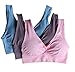 Cabales Women's 3-Pack Seamless Wireless Sports Bra with Removable Pads, Pink/Blue/Dark Purple, XX-Large