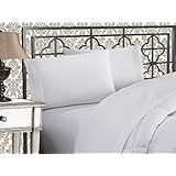 Elegant Comfort Luxurious 1500 Thread Count Egyptian Three Line Embroidered Softest Premium Hotel Quality 4-Piece Bed Sheet Set, Wrinkle and Fade Resistant, Full, White