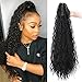 AISI QUEENS Ponytail Hair Extensions Synthetic Straight Kinky Claw Ponytail 22'' Clip on Hair Extensions Ponytail for Women (Color:Black)