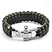 GECKO EQUIPMENT Army Green/Black King Cobra Paracord Survival Bracelet with Adjustable Stainless Steel D Shackle - Suitable for 7