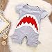 MIOIM Cute Infant Baby Boys Shark Short Sleeve Bodysuit Romper Jumpsuit Onesie, 12-18 Months(90) Gray