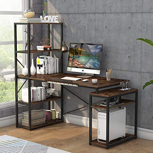 Tribesigns Computer Desk with 5Tier Storage Shelves, 64 inches Corner