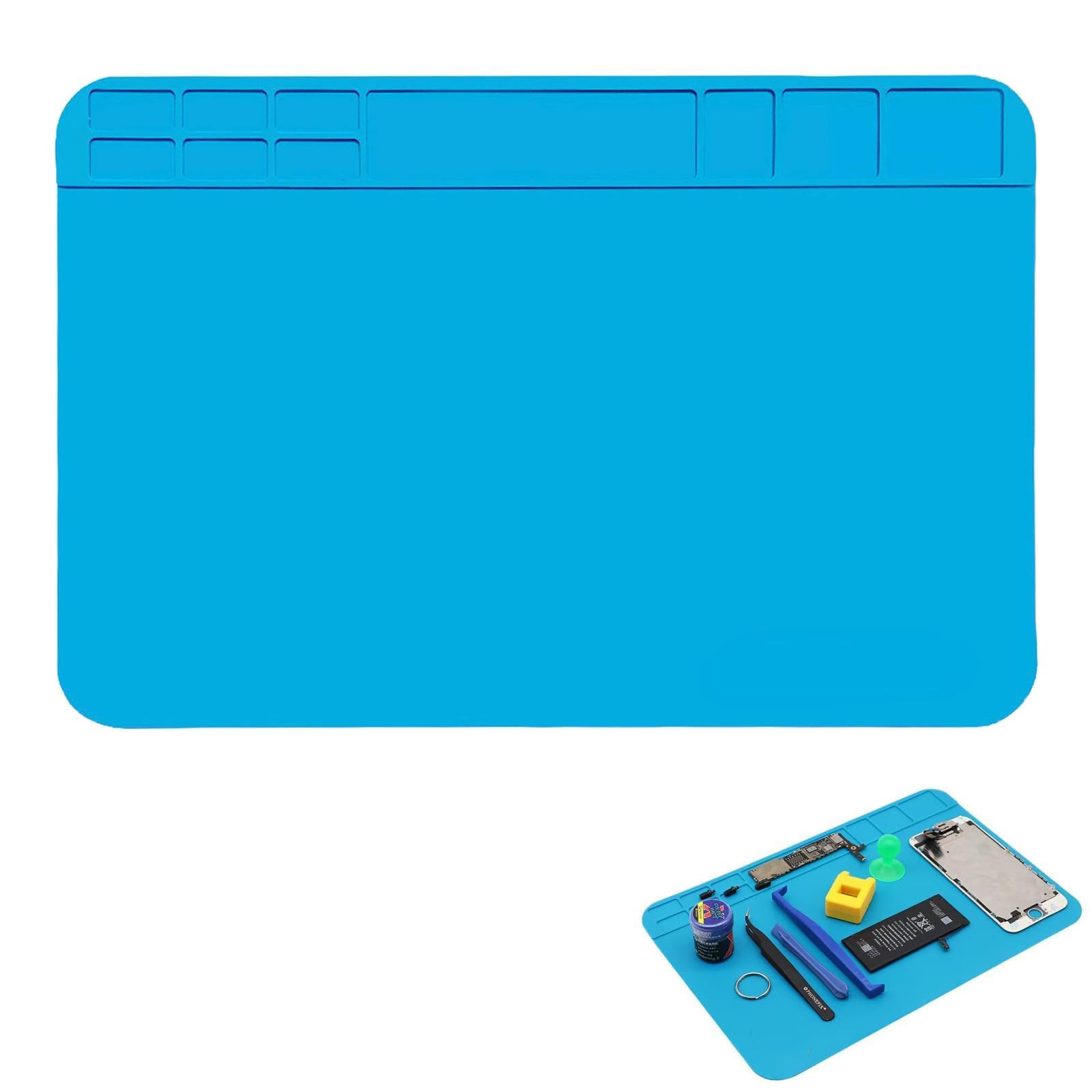 GVSS Silicone Mat for Electronic Welding 300 x 200 mm Blue, Antistatic Mat, Soldering Mat, Silicone Work Mat, Multifunctional Maintenance Mat for Soldering Station
